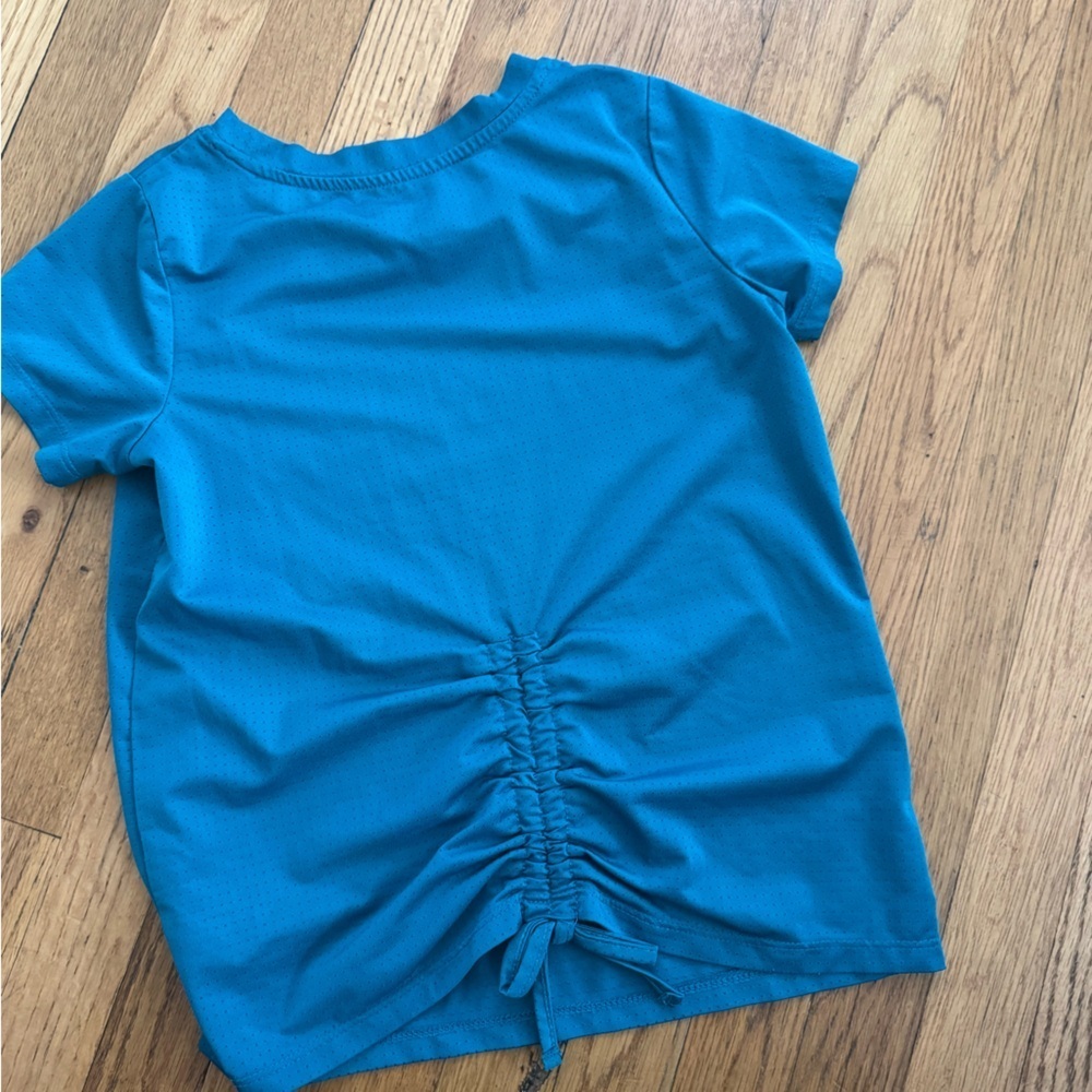 Dark Teal Breathable T-shirt With Ruching Girls 4-5 or 6-7